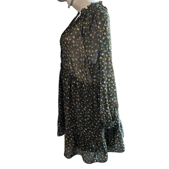 Zara Black and White Tiered Bishop Sleeve Dress - Picture 2 of 5